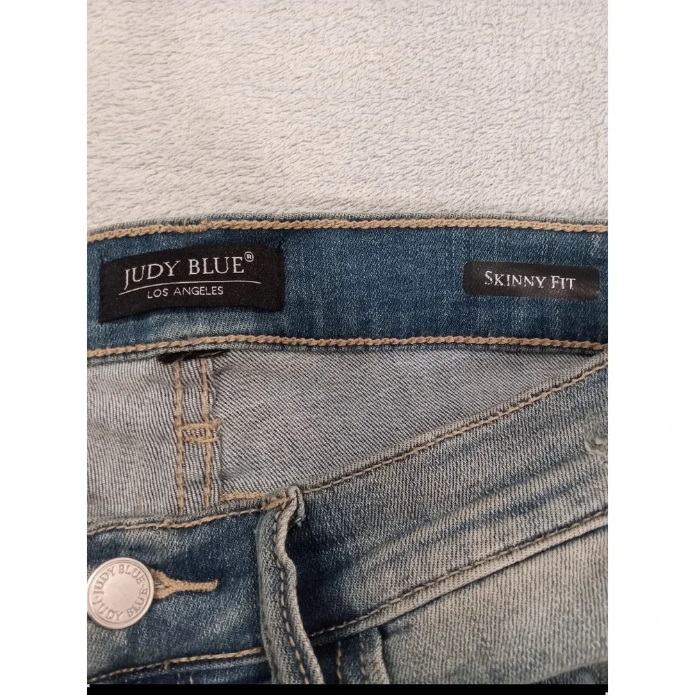 Womens Judy Blue Los Angeles Skinny FitBlue Stretch Denim Jeans Distressed 31x28